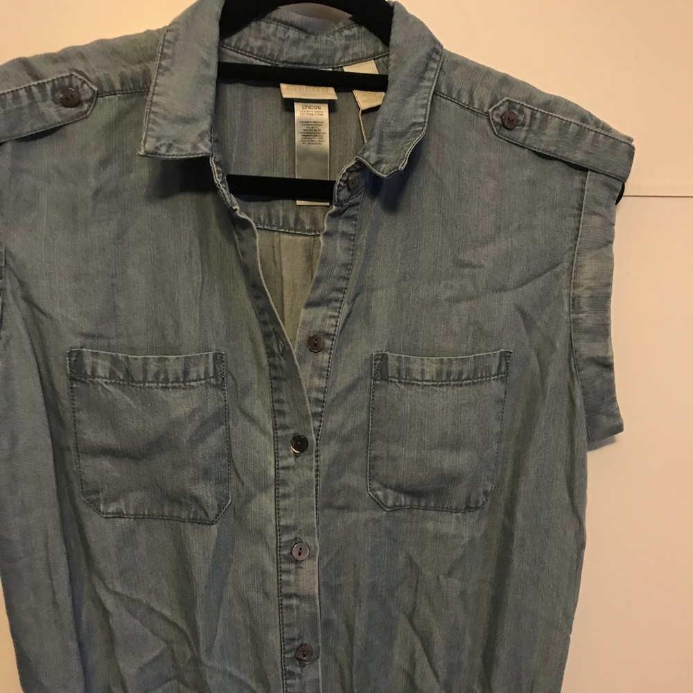 CHICO’s Denim Chambray Jumpsuit Overall